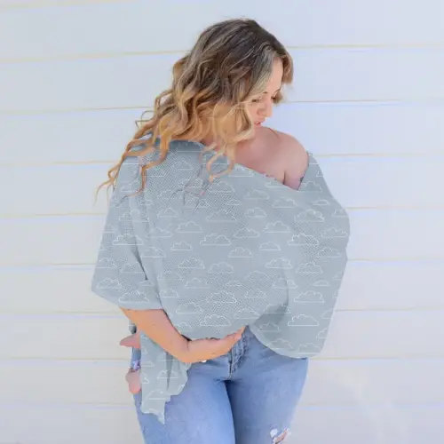 Bubba Blue Nordic Nursing Scarf Sky Cloud | Baby Bunting AU