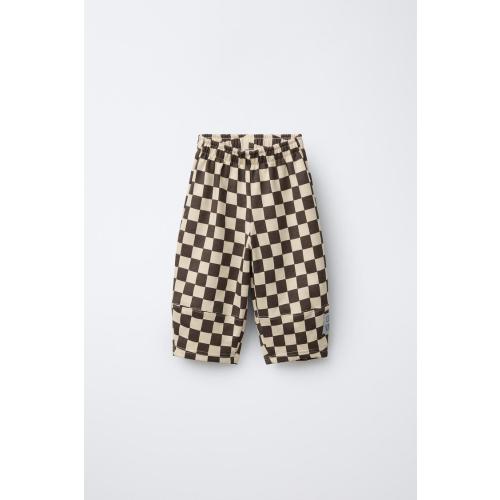 CHECKERED BALLOON PANTS - Blue | ZARA United States
