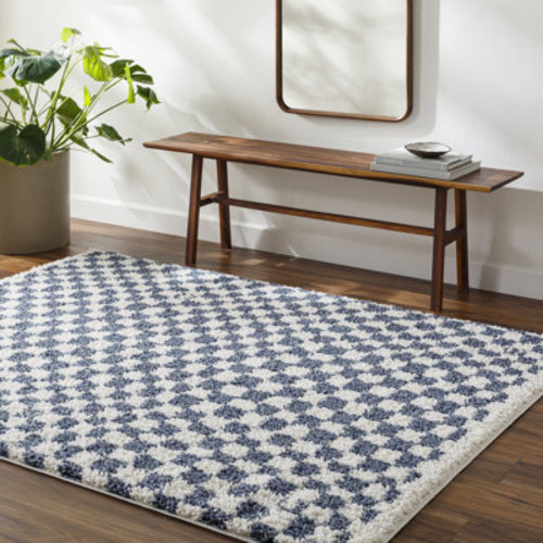 Wade Logan® Camryne Rectangle Checkered Machine Woven Polyester Area Rug in Blue/White & Reviews | Wayfair
