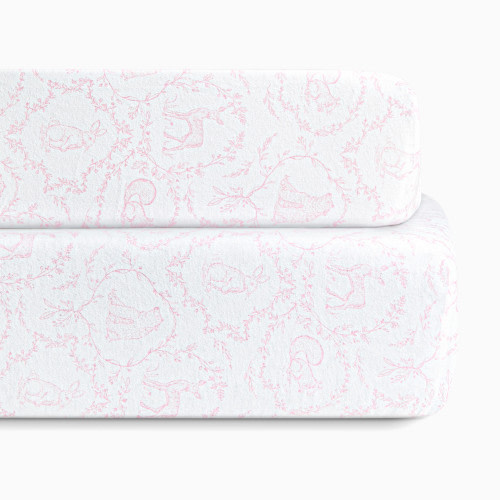 Bellini Organic Jersey Cotton Crib Sheet and Changing Pad Cover Set - Woodland Pink