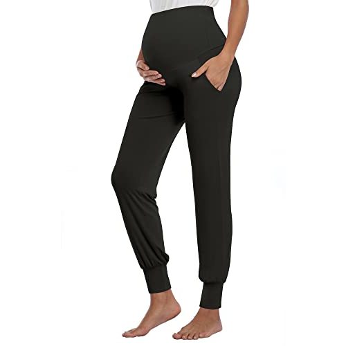 AMPOSH Women's Maternity Pants Stretchy Lounge Workout Sweatpants Casual Loose Comfy Pregnancy Joggers with Pockets