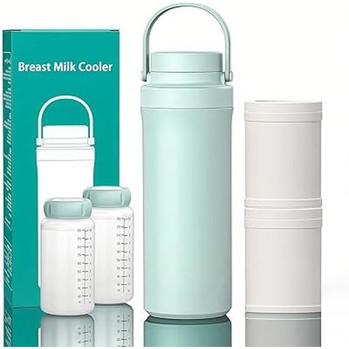 Portable 22oz Breast Milk Cooler – 24-Hour Freshness with 360° Cooling, 2 BPA-Free Bottles for Traveling Moms