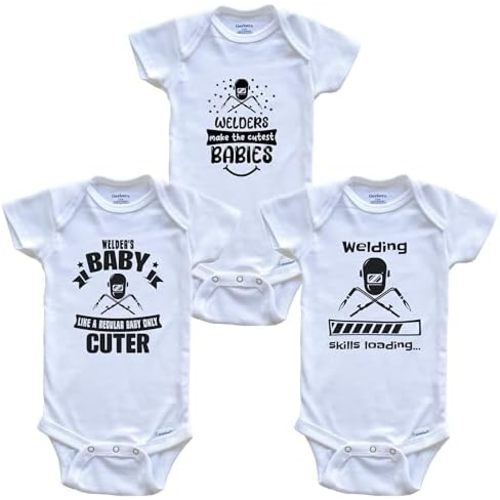 Welding Welder Funny Cute Baby Bodysuit Bundle (3 Piece Set)