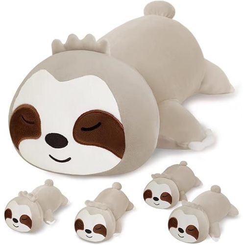 SQEQE Sloth Stuffed Animals with Babies Inside 5-Piece Set of Sloth Mommy and Babies Plush Cuddly Stuffed Animals Toys for Kids, Gifts Ideal for Christmas, Valentine's, Birthday