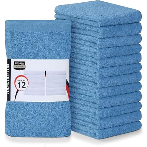 Utopia Towels Kitchen Bar Mops, Pack of 12, 16 by 19 Inches, 100% Cotton Ring Spun, Super Absorbent Towels, Multi-Purpose Cleaning Towels for Home and Kitchen Bars