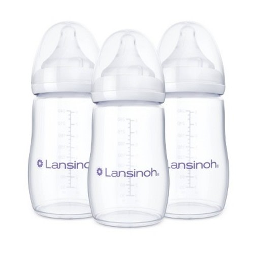 Lansinoh Anti-Colic Baby Bottles with Medium Flow Nipples  - 8oz/3pk