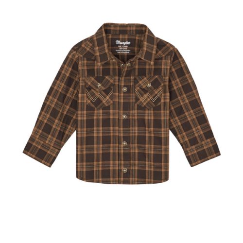 Wrangler Infant Boys' Plaid Print Long Sleeve Snap Western Shirt