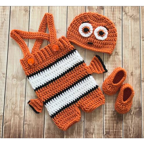 Nemo Inspired Costume/Nemo Hat/Nemo Costume/Baby Photo Prop Newborn to 12 Month Size-MADE TO ORDER