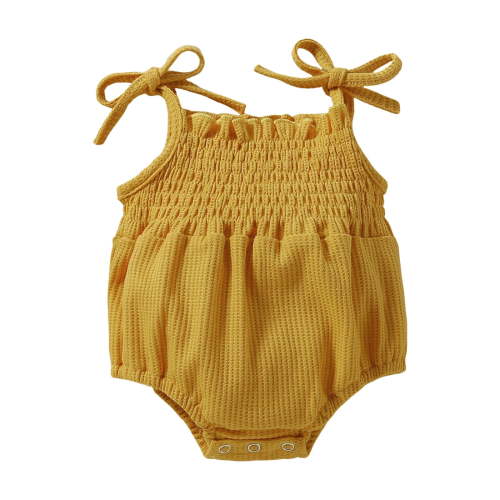 Zanarzt Infant Ruffle Sleeve Romper Girl Infant Girl Sleeveless Romper Birthday Outfit Cute Girl Summer Clothes Yellow,3-6 Months