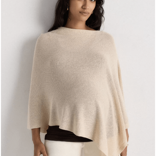 Lightweight Cotton Cashmere Nursing Shawl in Heather Oatmeal