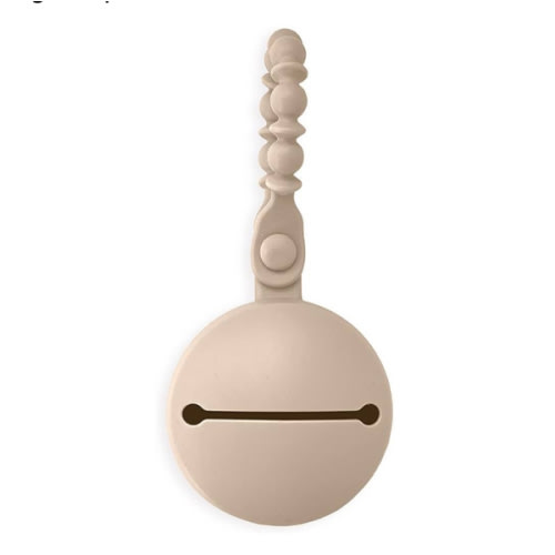 Itzy Ritzy Silicone Pacifier Holder – Holds 2 Pacifiers – Soft BPA-Free Silicone with Secure Loop Strap – Easy to Attach to Diaper Bags, Strollers & More (Toast)