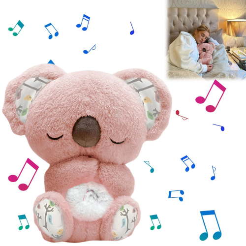 XKOOKI Breathing Stuffed Animal 9.8inch Calming Soothers for Sleep Heartbeat Plush for Anxiety with Music Lights and Rhythmic Breathing Motion Anxiety Relief Portable Plush Sound Machine(Koala Bear)