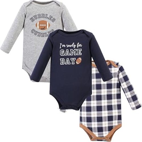 Hudson Baby Basics Infant Boys Essential Long Sleeve Bodysuits 3-Pack