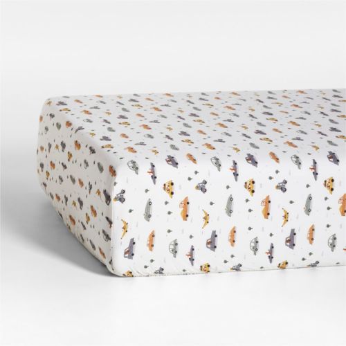 Transportation Organic Cotton Baby Crib Fitted Sheet