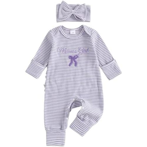Baby Girl Jumpsuit Fall Romper Newborn Hospital Outfit Ribbed Knit Bodysuit Infant Spring Clothes Coming Home Outfit