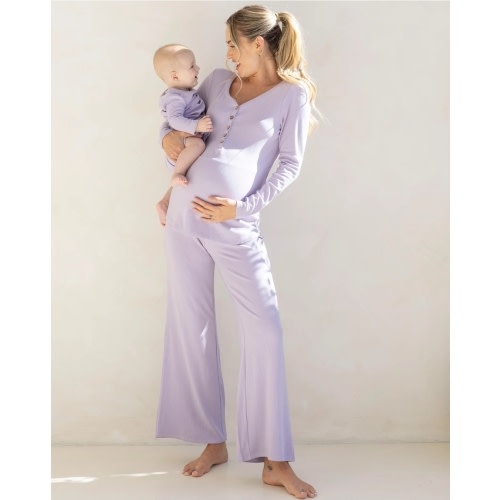 3-Piece Nursing Loungewear/Sleepwear PJ set - Lavender – Angel Maternity USA