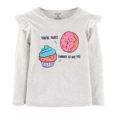 Donut & Cupcake Flutter Tee - 3M - Heather