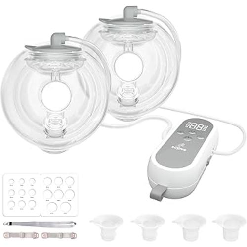 1308 Wearable Breast Pump | SPA-Level Comfort 3 Modes & 9 Levels Wearable Breastfeeding Pump, Low-Noise Electric Breast Pump Portable for Office & Home Use (27mm Shield, 21/24mm Flange) Gray