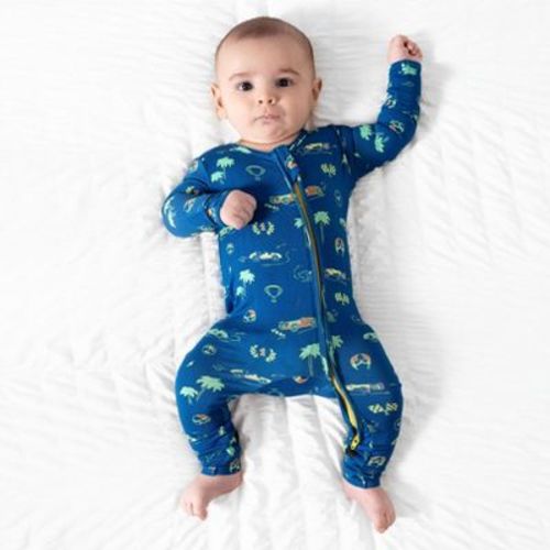 Bellabu Bear Baby Monaco Blue Bamboo Convertible Footie Blue 9-12 Months