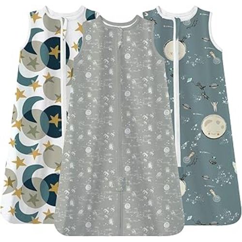 TotAha Sleep Sack 0-6 Months 3-Pack,Stretchy,Buttery Soft Swaddle Transition Sleeping Bag,Light Baby Wearable Blanket with 2-Way Safe Zippers for Boys Girls, 0.5 TOG