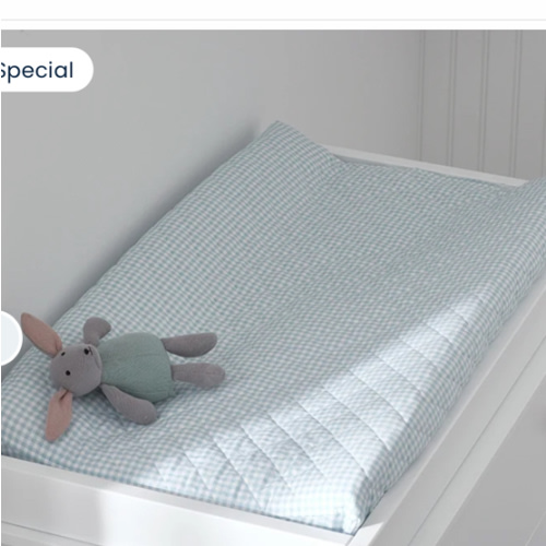 Ditsy Gingham Classic Cool Organic Cotton Percale Quilted Changing Pad Cover