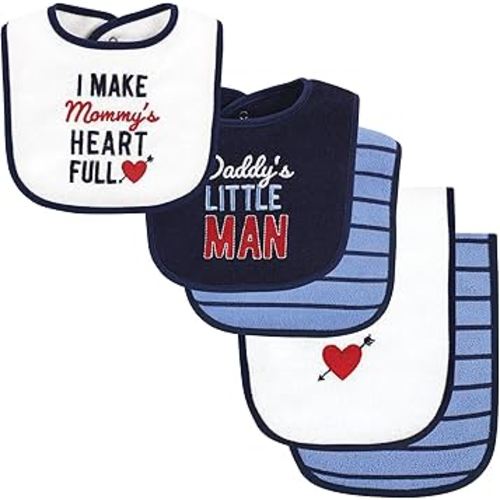 Hudson Baby Unisex Baby Cotton Terry Bib and Burp Cloth Set, Daddys Little Man, One Size