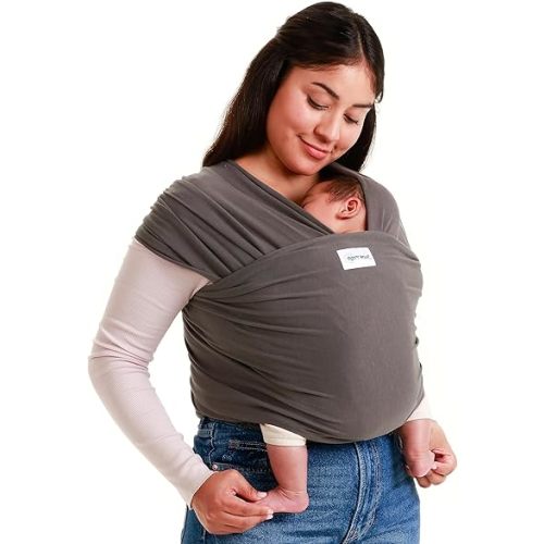 Sleepy Wrap Baby Carrier Newborn to Toddler (7–35 lbs) – Lightweight & Stretchy Baby Wrap Carrier for Infants – Ergonomic Hands Free Baby Sling Wrap for Comfortable Baby Wearing (Dark Gray)