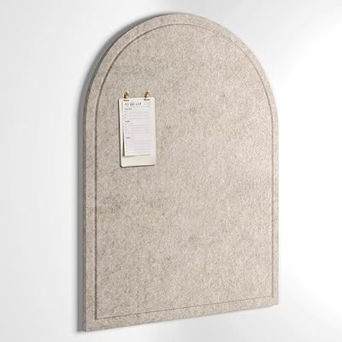 Orelle Arch Felt Bulletin Board | Foldable Peel and Stick Felt Board for Wall | Alternative Cork Board for Office, Vision Board, Kids Art Display | Arched Wall Decor | 23 x 31”| Beige