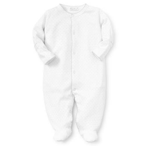 White/Silver New Kissy Dots Print Footie