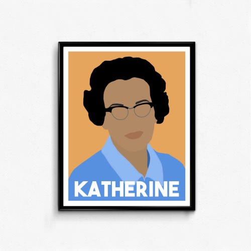 Katherine Johnson Feminist Icon Portrait- Hidden Figures, Wall Art Decor