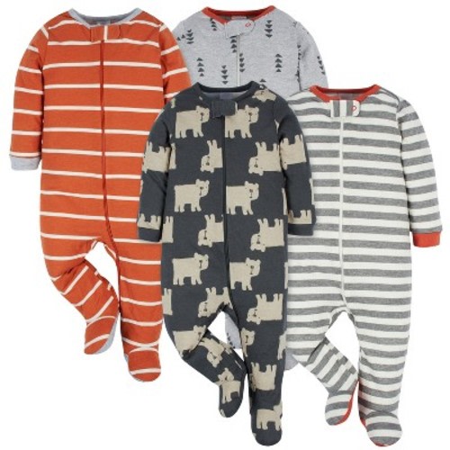 Onesies Brand Baby Boys' Long Sleeve Sleep 'N Plays - Unbearably Cute - 0-3 Months - 4-Pack