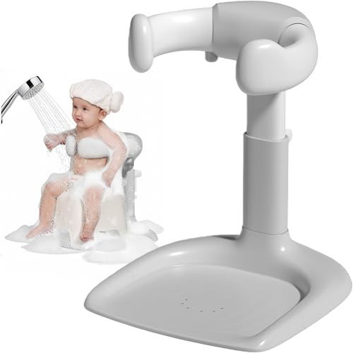 Baby Bath Stand, Foldable Standing Bathtub for Baby, Shower Stand and Bath Support for Infants and Toddlers (6–36 Months), Non-Slip Adjustable Baby Standing Support, Grey