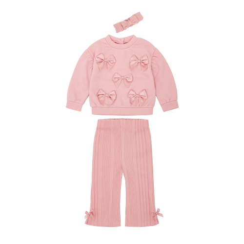 Wonderluxe Baby Girls' Long Sleeve Sweatshirt and Pant, 3-Piece Set, Sizes 0-3M-24M