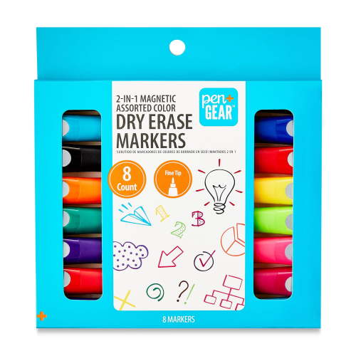 Pen+Gear 2-in-1 Magnetic Dry Erase Markers Set with 13 Vibrant Ink Colors Dual Tips