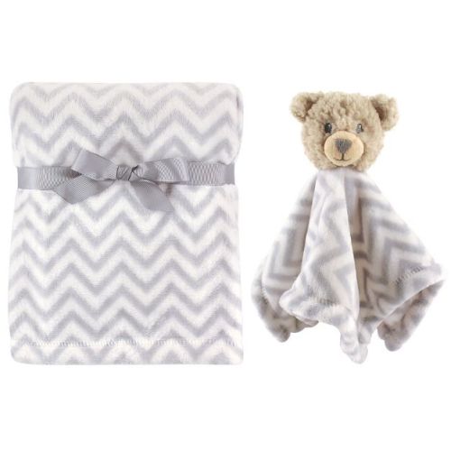 Hudson Baby Infant Plush Blanket with Security Blanket, Bear, One Size