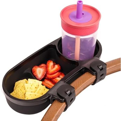 Bandeja de silicona para refrigerios y bandeja de alimentos con soporte para tazas, sin BPA e impermeable, compartimentos divididos, fácil de limpiar, suave al tacto, correas antideslizantes para