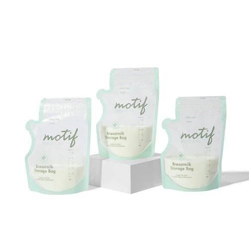 Motif Medical Breastmilk Storage Bags - Freezer Bag w/Easy Pour Spout, Write-On Label - Leak-Proof Double Zipper Milk Bags for Breastmilk - Breastfeeding Mom Gifts (6 oz, 300 Count)