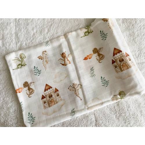 Baby Dragons Swaddle, Crib Blanket, Moon & Stars Crib Bedding, Organic Muslin, Newborn Boy Gift, Shower Gift Neutral