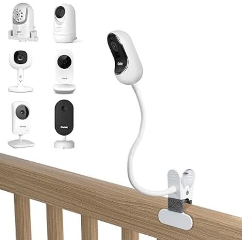Baby Monitor Mount for VTech, Infant Optics, Momcozy, Arlo, Motorola Cameras, Adjustable Camera Clip with Universal 1/4 Inch Screw Thread, 15.7 Inch, White