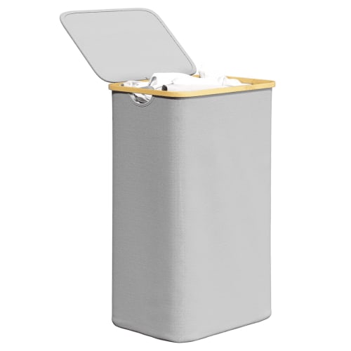 SpaceAid 110L Laundry Hamper with Lid, Large Tall Clothes Basket Bin, Light Grey