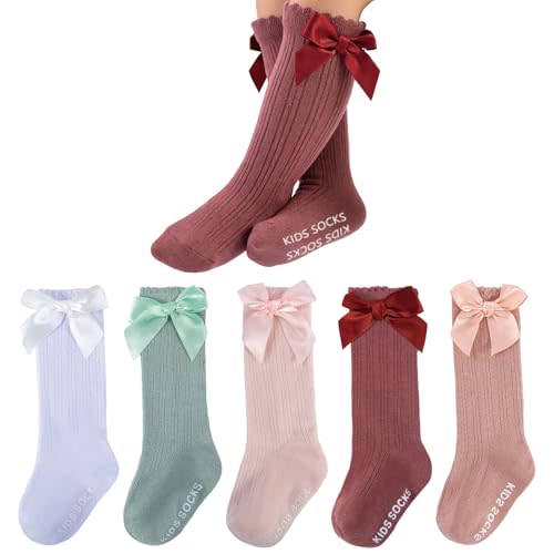 Baby Knee High Socks Non Slip Newborn Infant Toddlers Girl Stockings Cotton Bow Ruffle Long Socks Infant Dress Sock