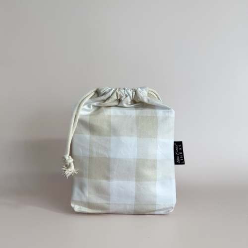 Small Bassinet Waterproof Sheet - Latte Gingham