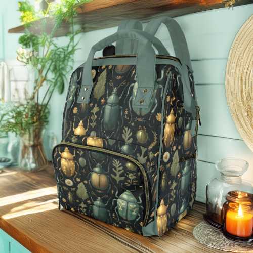 Whimsical Insect Diaper Bag Backpack: Goblincore Forest Print