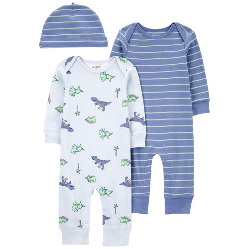Baby Blue Dino 3-Piece Jumpsuit Set - Carter's | Carter's