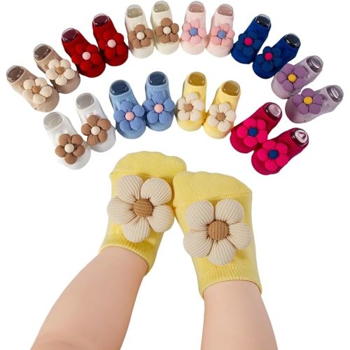 Baby Girl Socks Cute Flower Animal Non-Slip Grip Cotton Ankle Socks for Babies Infants Girl Baby Gifts for Girls