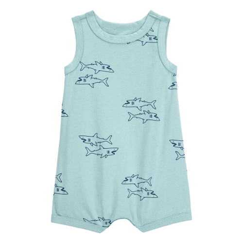 Baby Boy Shark Print Cotton Romper - Blue - Carter's | Carter's