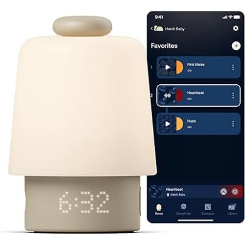 Hatch Baby Sound Machine, Night Light | Hatch Baby Model | Sleep Support | Registry Essential, Routine Builder, Time-to-Rise Alarm Clock, White Noise, Nursery Stories, Toddler Kids (Wi-Fi), Greige