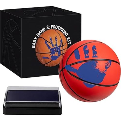 Baby Hand and Footprint Kit- Personalized Baby Basketball Handprint Kit -Baby Handprint Ornament Kit-Baby Shower Gifts for New Mom, New Dad Gifts