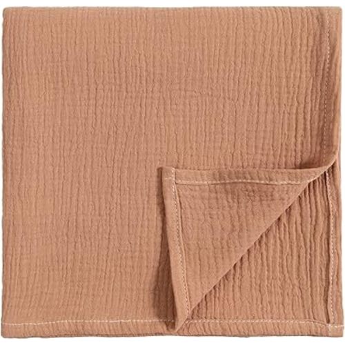 Meracorallo Muslin Swaddle Blanket, 100% Organic Cotton Receiving Blanket Soft and Breathable Swaddle Wrap for Baby Boys and Girls, Camel