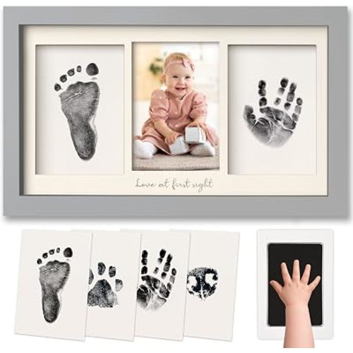 Inkless Hand and Footprint Kit, Boy Girl Newborn Keepsake (Cloud Gray)